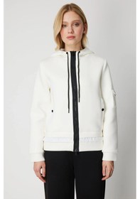 Resim On Fashion Kadın Kapüşonlu Cepli Ekru Mont 60703 Ekru 