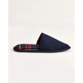 Resim Chirpy Erkek Lacivert Süet Ekose Desenli Kışlık Ev Terliği- Luke-E 