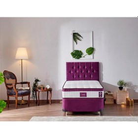 Resim Nironyatak Niron Violet Yatak Seti 80X180 Cm Tek Kişilik Yatak Baza Başlık T 