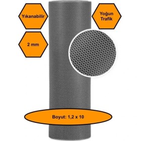 Resim Gri Petek Mat Pvc Kaydırmaz Petek Paspas, 1,2X10 Metre 