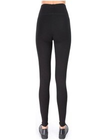 Resim Kadın Siyah Geniş Kemerli Çelik Örme Tayt SiYAH 