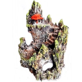 Resim Şatolu Kaya Akvaryum Dekoru 22 Cm - Renk Turuncu 