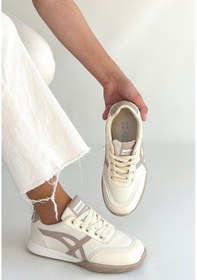 Resim Zlay Bej Cilt Vizon Detaylı Bağcıklı Spor Ayakkabı Bej 