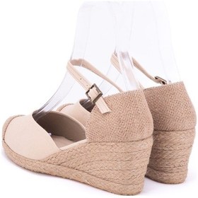 Resim Star Tombis Gerçek Elişi Koyu Bej Burnu Hasır Dolgu Topuk Keten Hasır Espadril Bej 