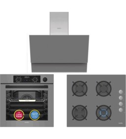 Resim Simfer 11 Fonksiyon Gri 3'lü Ankastre Set (8246 Fırın + 3538 Ocak + 8736 Davlumbaz) 