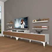 Resim Decoraktiv Ekoflex 360R Mdf Gold Tv Ünitesi Tv Sehpası - Beyaz - Ceviz 