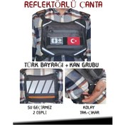 Resim Reflektörlü Gögüs Çantası Kan Grubu 0+ Türk Bayrağı Su Geçirmez Gri 