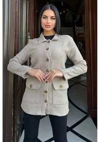 Resim Vizon Çift Cepli, Yumuşak Dokulu Uzun Kaşe Ceket VIZON 