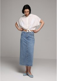 Resim Colin's Colins Fashion Fit Shirt Neck Jakarlı Kadın Beyaz Kısa Kol Gömlek Cl1078718 Q1.v1 Wht 