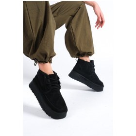 Resim Ugy Siyah 4.5 Cm İçi Kürklü Bağcıklı Günlük Kullanım Bot Siyah 