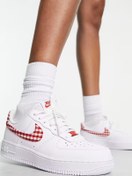 Resim Nike Air Force 1 Low Gingham Red Gerçek Deri Kadın Beyaz Günlük Spor Ayakkabı 