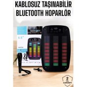 Resim Techno Stock Kablosuz Bluetooth Hoparlör Taşınabilir 6.5 inç LED Işık Kareoke 