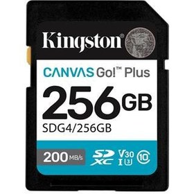Resim Kingston SDG4-256GB 256GB SDXC Canvas Go Plus Gen4 200MB-s C10 UHS-I U3 V30 Hafıza Kartı 