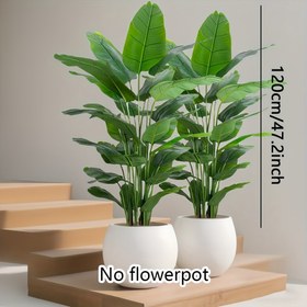 Resim 47,24 İnç Dış Mekan Yapay Yeşil Bitki - 24 Büyük Yapraklı Dev Muz Ağacı, 30,0 cm | Ev, Otel, Ofis, Düğün Verandası Dekoru, Pencere Bahçesi Süslemesi, Şükran Günü ve Mezuniyet Sezonu İçin İdeal | Zarif Yaprak Tasarımı | İlkbahar/Yaz Tüm Mevsim Dekorasyonu 