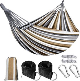 Resim Valkyrie Çift Kişilik XL 260x150 CM Kemerli Kolay Kurulabilir Kanvas Hamak Çantalı Kahve 