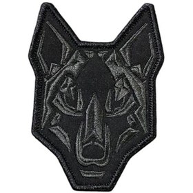 Resim Ex Patch Siyah Geometrik Kurt Motifli Figürlü Patch Peç 6.5 X 9 Cm 