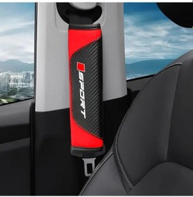 Resim Xuweiwei Kırmızı Karbon Fiber Oto Emniyet Kemeri Pedi 2li Universal Yedek Lastik 