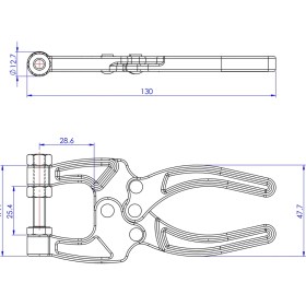 Resim Goodhand GH-50350 Geçişli Kelepçe | 90 kg Kapasiteli Kompakt Kelepçe - Montaj ve Sabitleme Işleri Iç 