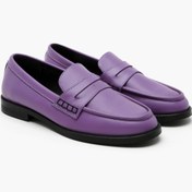 Resim Mor Kadın Deri Loafer 