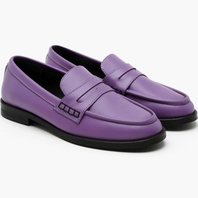 Resim Mor Kadın Deri Loafer 