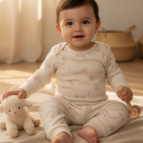 Resim Organik Pamuk 2'li Pantolon Set - Lamb Koleksiyonu - 18-24 Ay 