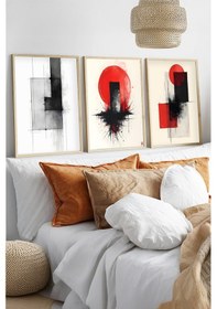 Resim Huhuli Ahşap Çerçeveli 3 Parça Set Tablo Huhu443 