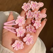 Resim 8 adet/5 adet/2 adet Yaz Tatili Tarzı Kiraz Çiçeği Dantel Toka Tek Kelime Toka 