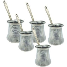 Resim Cezve Bakır Gümüş 5'li Set 
