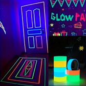 Resim 6 Renkli 6 Adet Neon Parlayan Bant - Su Geçirmez, UV Reaktif Floresan Etiketler Sahne Dekoru, Merdivenler ve El İşleri İçin - Yansıtıcı Güvenlik Uyarı Bandı, Halloween & Partiler İçin İdeal, 500cm x 12.7mm 