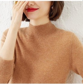 Resim Açık Pembe Jkashdk Kadın Modası Rahat Tek Renk Baskı Sonbahar Kış Uzun Kollu Yarım Balıkçı Yaka Bol Kazaklar Açık Pembe 