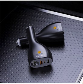 Resim Lenyes Ca70 Type-c + Dual Usb-a Portlu Çok Fonksiyonlu Araç Şarj Aleti 20w Siyah 