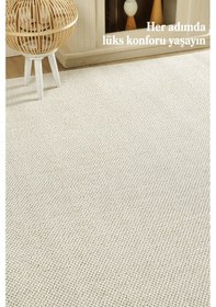 Resim Modern Halı Sisal Bukleli Halı Krem Halı Salon Halısı Oturma Odası Halısı Koridor Halısı Yolluk Krem 