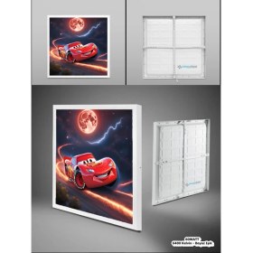 Resim Şimşek Mcqueen Avize, 60X60 Çocuk Odası Avize, 60WATT, Estetik Kare, Yapay Zeka Tasarım Avize, Uzay 