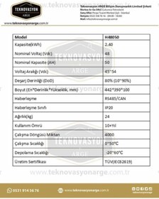 Resim PYLONTECH H48050 Lityum Akü 48 Volt 50 Amper 2.4 Kw 