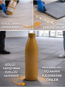 Resim BEYLİNİ 1 KG 1,5L Halı Tutkalı Karo Halıfleks Halı Yapıştırıcısı Halı Zemin PVC HızlıYapıştırıcı 