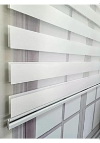 Resim Beyaz Bambu Düz Zebra Stor Güneşlik Perde 