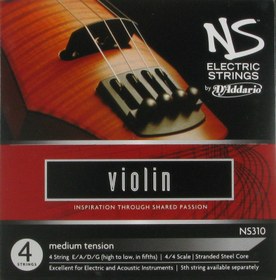 Resim D'Addario NS310 NS 4/4 Elektro Keman Teli 