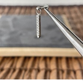 Resim %100 Cerrahi Çelik Sütun Zirkon Çelik 8 X 1.2 MM Labret Piercing Gümüş 