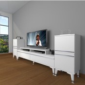 Resim Decoraktiv Ekoflex On2 Mdf Silver Tv Ünitesi Tv Sehpası - Parlak Beyaz 