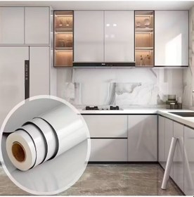 Resim Parlak Beyaz Mutfak Dolap Tezgah Beyaz Eşya Ve Mobilya Kaplama Yapışkanlı Folyosu 100 CM (En) -2 M 