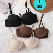 Resim Kadınlar için Tam Kapsamlı Push-Up Telli Sütyen - Ayarlanabilir Askılı ve Sırt Açık Detaylı Şık Minimalist Tasarım, Siyah/Kahverengi/Bej, Sadece Elde Yıkama 