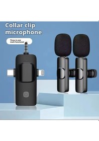 Resim Apple Uyumlu iPhone 16 İkili Kablosuz Yaka Mikrofonu 3.5mm Aux Youtube Facebook Tiktok Vlog 