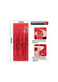 Resim Kapı Duvar ve Arka Fon Saçaklı Perde 1 Mt x 2 Mt - Kırmızı 