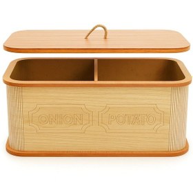 Resim Dekorasyaa 2 Bölmeli Patates Soğanlık - Bambu - Dikdörtgen - Açık Natural Desen Açık Kahverengi 