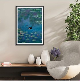 Resim Claude Monet Nilüferler Kara Kedi Posteri Çerçevesiz 