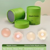 Resim Görünmez Silikon Meme Kapakları 2'li Paket - Bikini, Mayo, Gelinlik için Güçlü Yapışkan Dikişsiz Pastalar, Yeniden Kullanılabilir Nefes Alabilen Petal (A-D Beden) 