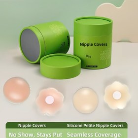 Resim Görünmez Silikon Meme Kapakları 2'li Paket - Bikini, Mayo, Gelinlik için Güçlü Yapışkan Dikişsiz Pastalar, Yeniden Kullanılabilir Nefes Alabilen Petal (A-D Beden) 