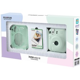 Resim Fujifilm Instax mini 12 Yeşil Fotoğraf Makinesi 10'lu Film ve Pleksi Kılıf Bundle Box 