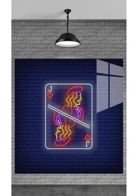 Resim Muhteşem Neon Oyun Kartı Temperli Cam Üzerine Tablo Sevgilinize Yılbaşı Hediye 