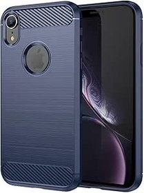 Resim Jhxtech iPhone XR kılıfı, Apple XR kılıfı, ultra ince telefon kılıfı, darbe sönümlemeli karbon fiber TPU kauçuk koruyucu kılıf, Apple iPhone XR için, deniz mavisi 